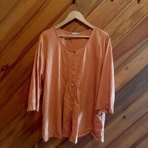 Eileen Fisher 100% organic linen orange blouse Blouse/top